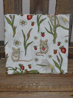 Joann Fabrics Retired Mouse Strawberry Flowers Fat Quarter Fabric